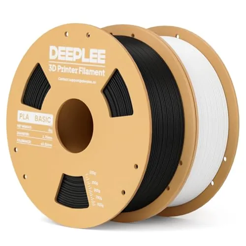 DEEPLEE Filamento PLA Basic 1.75 mm, Pack 2 x 1 kg, Negro y Blanco
