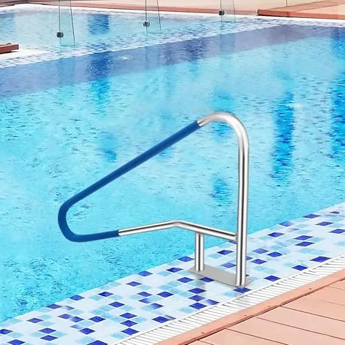 Garvee Barandilla de Seguridad para Piscina Enterrada y Bañera, Acero Inoxidable 304, Soporte hasta 170 kg, Cubierta Antideslizante, Base de Instalación Rápida, Ideal para Baño y Spa, 137 x 91 cm