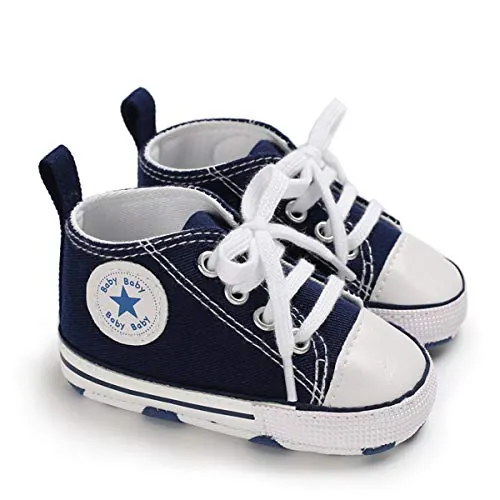 DEBAIJIA Bebé Primeros Pasos Zapatos de Lona 6-12M Niños Alpargata Suave Antideslizante Ligero Slip-on 18 EU Azul (Tamaño Etiqueta-2)