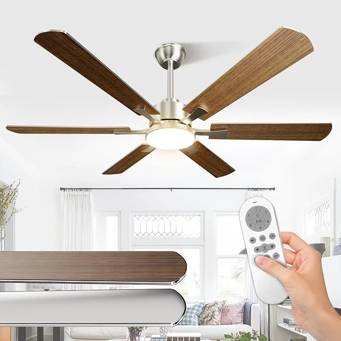 Airwit 132cm Grande Ventilador de Techo con Luz Doble Cara Aspas, Silencioso Ventilador Techo LED con Mando a Distancia y Reversible Motor DC para Dormitorio Salon