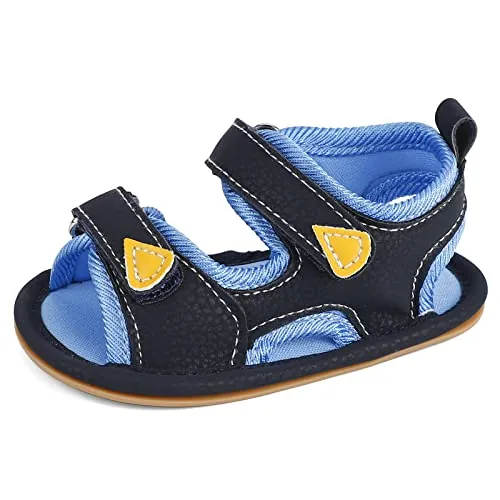 MK MATT KEELY Sandalias Bebé Niñas Niños Zapatillas Primeros Pasos Verano Zapatos Cuero Suave Antideslizante Puntera Abierta,Azul,6-12 Meses