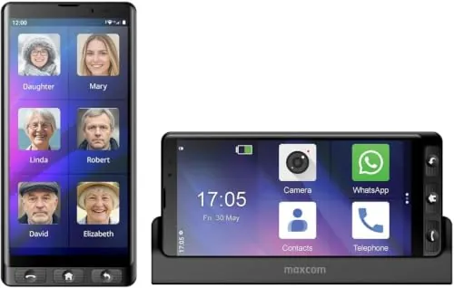 Teléfono Móvil para Personas Mayores MAXCOM MS601, Smartphone para Mayores con Whatsapp, Iconos Grandes, Botón SOS, Pantalla Grande 6”, Base de Carga, Volumen Alto, Android 14, Batería 4000 mAh, 64GB