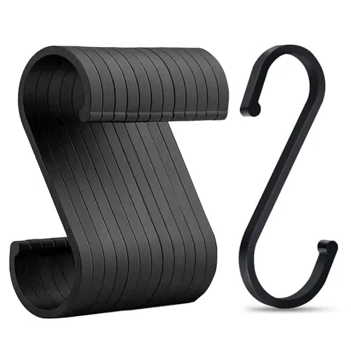 Eupneicu Ganchos En Forma De S [12 Piezas], Ganchos En Forma De S De Aluminio, Multifuncionales S Ganchos Para Colgar Macetas Y Sartenes, Plantas, Toallas En La Cocina, Oficina Y Jardín [Negro]