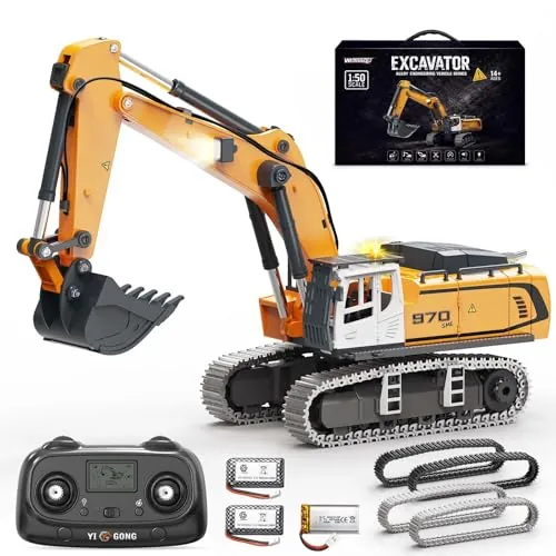Womaqu Excavadora Teledirigida RC 1:50 con Cazo y Orugas Metálicas