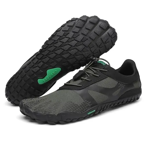 SAGUARO Hombre Zapatillas de Barefoot Zapatillas de Deporte Exterior Mujer Zapatillas de Trail Running Verde 47 EU