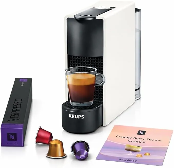 KRUPS Nespresso Essenza, Máquina de café, Diseño Compacto, Ultraligera, Fácil de Usar, Pure White, XN1101RET
