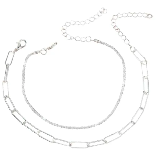 Tobillera de Plata de Ley 925 para Mujer, Ajustable e Impermeable, Diseño de Capas para Uso en la Playa, Regalo para Navidad, San Valentín y Cumpleaños