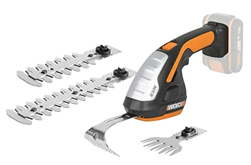 WORX WG801E.91 Cortasetos de Mano 20V Sin Batería, Cuchillas Doble Acción, 2 Hojas Intercambiables, Cambio sin Herramientas, Solo 0,9kg