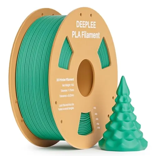 DEEPLEE Filamento PLA 1.75 mm, Bobina 1 kg Verde Mar. Precisión ±0.02 mm. Enrollado Perfecto, Sin Atascos. Compatible con Impresoras 3D FDM.