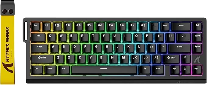 ATTACK SHARK X68 HE Teclado 8000Hz Rapid Trigger, Teclado Gaming RGB con Interruptor Magnético de 60%, Precisión RT de 0,01 mm, Actuación Ajustable, Snap Tap, para PC/Mac, Negroa
