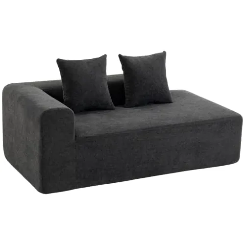 HOMCOM Sofá de 2 Plazas de Chenilla Despacho 171,5x91,5x83 cm Gris Oscuro