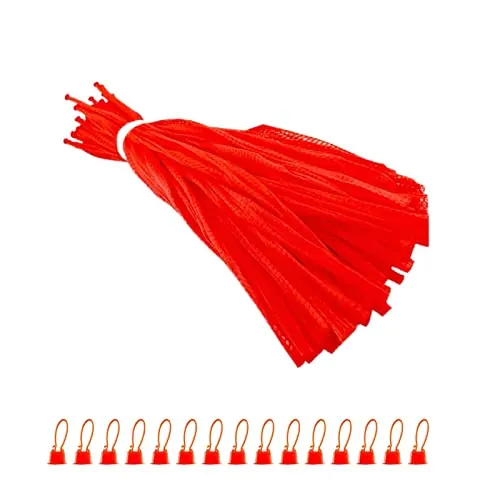 100 Piezas Bolsa de Red Malla Reutilizable, Bolsas de Malla de Huevo con Hebilla de Malla, Bolsa de Malla de Nylon para Frutas, Verduras, Nueces, Juguetes, Rojo