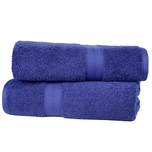Amazon Basics Juego Toallas Baño 100% Algodón Toalla Ducha 70x140 cm, Azul Real, Pack 2 Unidades