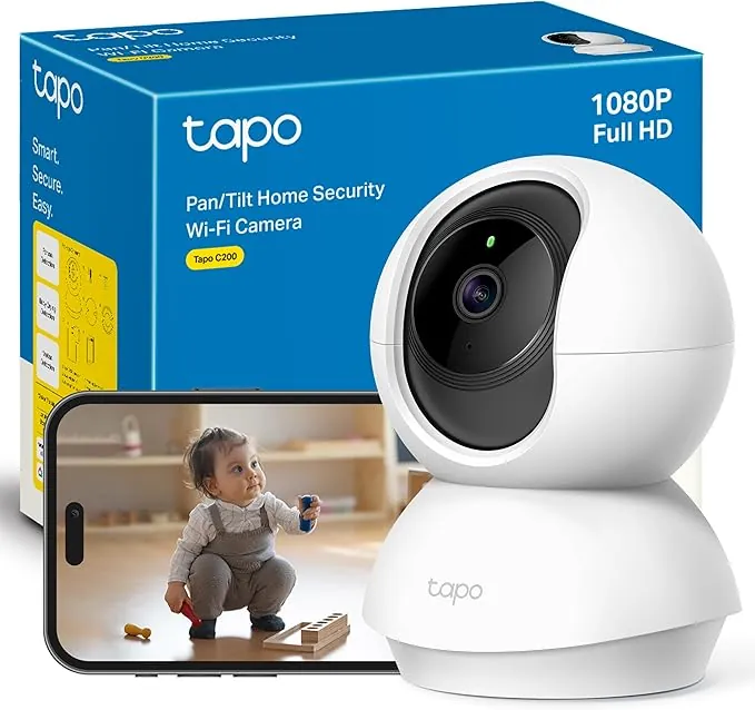 Tapo C200 - Cámara IP WiFi 360° Cámara de Vigilancia FHD 1080p,Visión Nocturna, Notificaciones en Tiempo Real, Admite Tarjeta SD,Detección de Movimiento,Control Remoto,Compatible con Alexa