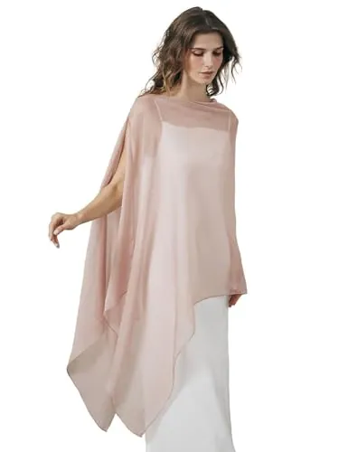 BEAUTELICATE Chal de Crepé Chiffon para Mujer Capa Gasa Fiesta Ligera para Novias Bodas y Vestidos de Noche-Rosa Apagado