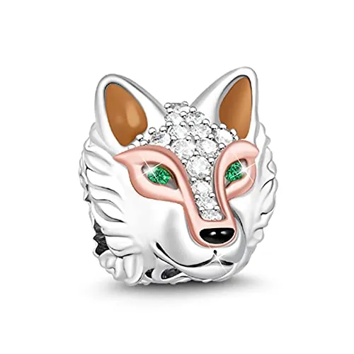 GNOCE Animal Head Bead Charms 925 Sterling Silver Charms Jewelry con Cubic Zirconia Bijouterie para Mujeres Hombres Niñas