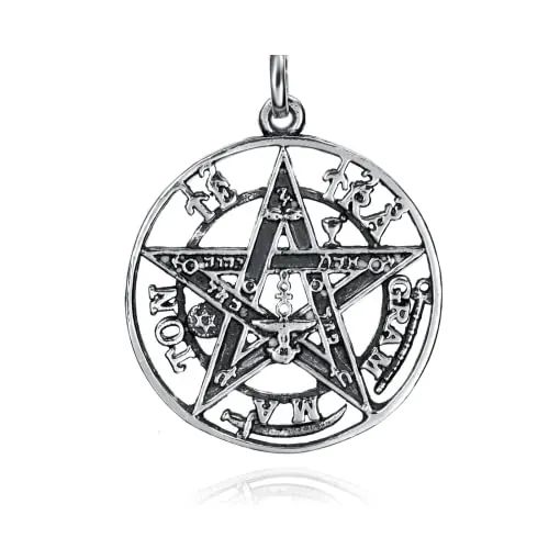 Colgantes Tetragramaton Plata De Ley 925, Amuletos De La Suerte Y De La Protección. Pentagrama Colgante Hombre Y Mujer. Colgante De Plata En Tres Dimensiones 15 - 25 Y 30 mm De Diametro. (30 mm)