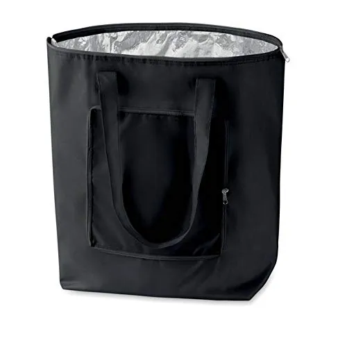 PromotionGift - Nevera Plegable Reutilizable, Bolsa de Playa y de Compras Ligera y Duradera, con Forro Interior de Aluminio función de refrigeración- Negro