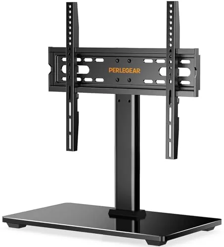 Perlegear Soporte TV Pie para Pantallas de 32-60 Pulgadas LCD/LED/OLED/Plasma/Curva, de Mesa Universal con Giratorio y Altura Ajustable, hasta 40kg, Máx VESA 400x400 mm