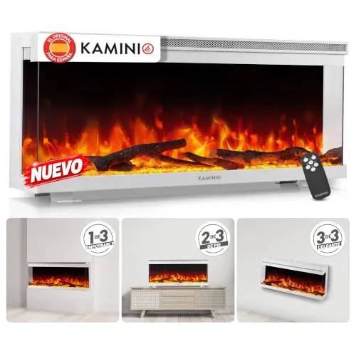 KAMINIO® Lea Pro 42 Chimenea eléctrica Decorativa con Calefactor