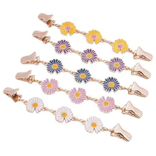 BSITSSS 5 Piezas Clips de Cardigan Margarita, Colorido Broches para Suéter, Margarita Flor Broches Creativo para Ropa Capas Jerséis Cuellos de Chal Cardigans Vestido Camisa