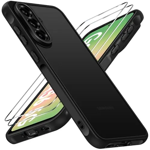 ivoler Mate Funda para Samsung Galaxy A56 5G, [Protección Lente Cámara] [Protección Militar] Carcasa Protectora Antigolpes Trasera Translúcida Antihuellas Case - Negro