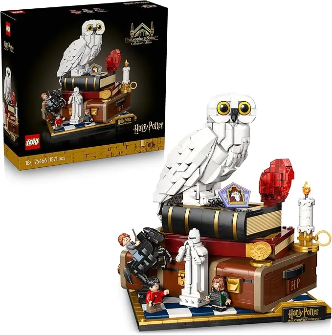 LEGO Harry Potter Piedra Filosofal: Edición para Coleccionistas - Maqueta para Adultos de Escena de Película - Decoración del Hogar - Figura de Lechuza Hedwig y 3 Minigfiguras - Regalo para Fans 76466