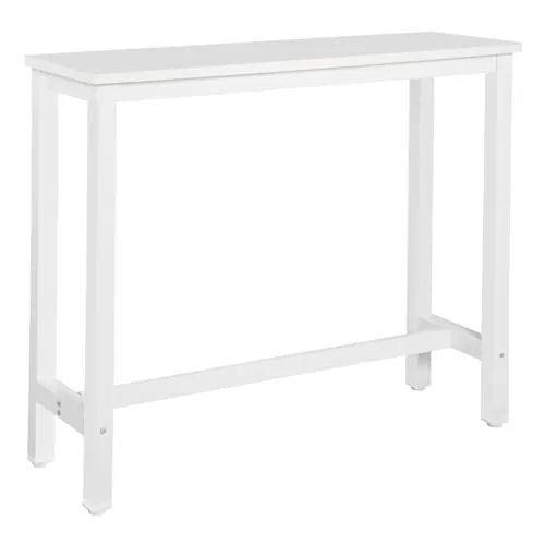 WOLTU Mesa de Bar de Bistro de Comedor con Estructura de Metal, 120x40x100cm (WxDxH) Blanco