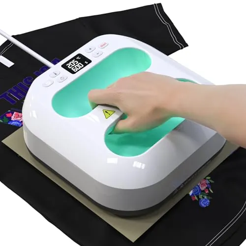 Prensa de Calor para Camisetas 22.8x22.8cm/9"x9" Portátil DIY Prensa Termica con Temporizador, Calentamiento Rápido&Apagado Automático Máquina de Transferencia de Calorpara Ropa y Manualidades