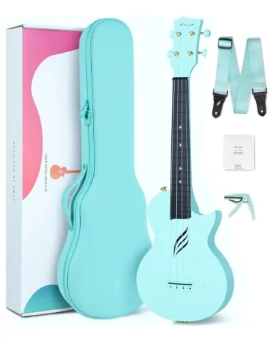 Enya Nova U Ukulele de 23 Pulgadas de Fibra de Carbono para Viaje - Kit para Principiantes (Incluye Lecciones, Funda, Correa, Cejilla y Cuerdas) -Azul