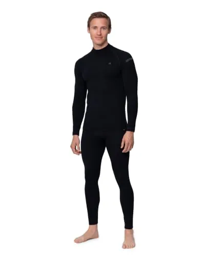 DANISH ENDURANCE Conjunto Térmico Lana Merino Hombre, Negro, 2XL | Conjunto Térmico de Lana Merino, Cálido y Transpirable con Costuras Planas, para Esquí, Senderismo y Frío Extremo