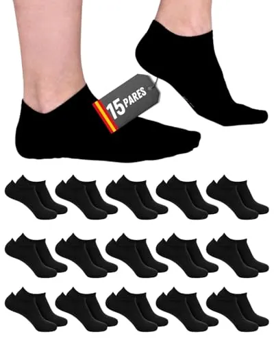 15 Pares Calcetines Cortos Unisex de Algodón con 200 hilos para Uso Diario