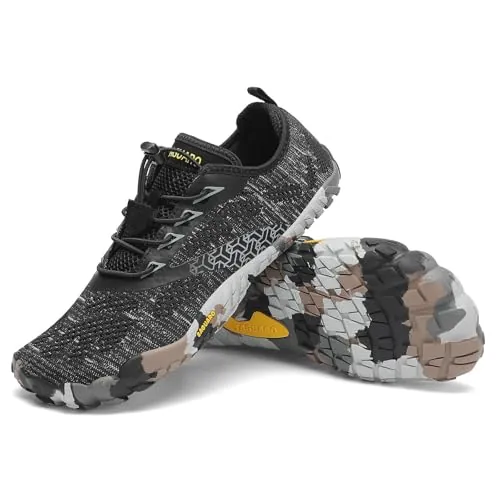 SAGUARO Barefoot Zapatillas de Trail Hombre Mujer Zapatos de Deporte Transpirable Antideslizante Calzado Minimalistas Negrogris 43 EU