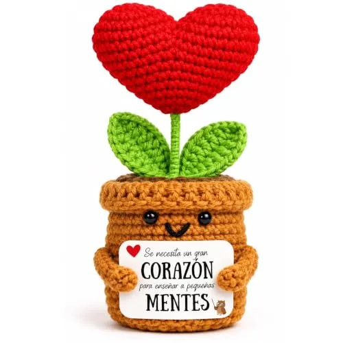Regalo Profesora/Profesor – Corazón de Ganchillo | "Se necesita un gran corazón para enseñar a pequeñas mentes", Fin de Curso, Maestra Infantil, Detalle Original