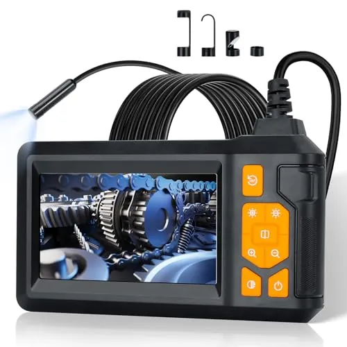 Romon Endoscopio Cámara de Inspección Industrial, Cámara de Alcantarillado con Boroscopio 4.3" Pantalla IPS 1080P HD Cámara Movil de Tuberias Serpiente Impermeable IP67 de Mano con 8 Luces LED, 5M