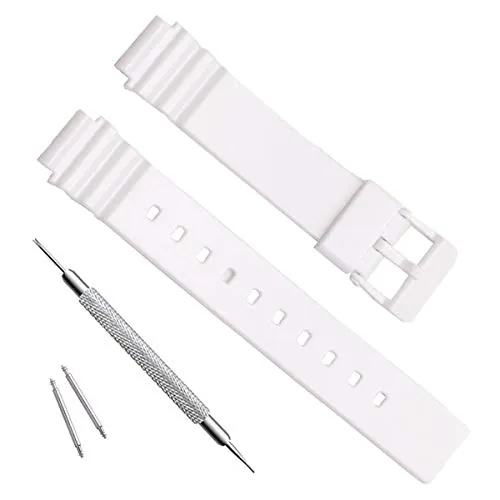 Correa de repuesto de resina natural impermeable para reloj Casio LRW200H para mujer, Blanco, 18 millimeters, Minimalista