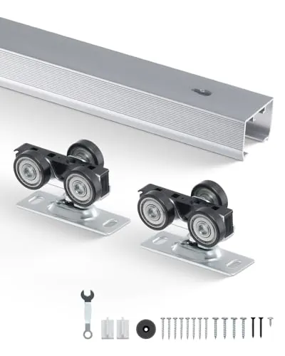 VEVOR Kit de Riel de Herrajes para Puertas Corredizas de Bolsillo, Kit de Herrajes para Puertas Corredizas de Bolsillo de Alta Resistencia de 1441 mm para Puertas Simples de 610-762 mm de Ancho