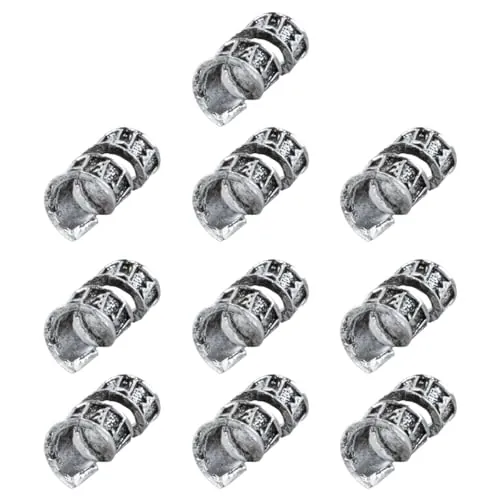 Durlo Cuentas vikingas para barba con rastas, cuentas vikingas para cabello, joyería nórdica para hombres y mujeres, joyería para cabello y barba DIY (plata)