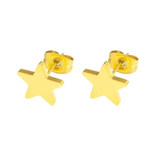 inSCINTILLE Pendientes de Niña en Lóbulo con Estrella o Corazón en Acero Inoxidable – Pack Regalo Incluido, Idea de Regalo para Mujer y Niña, Pendientes Sencillos y Ligeros (Estrellas Doradas)