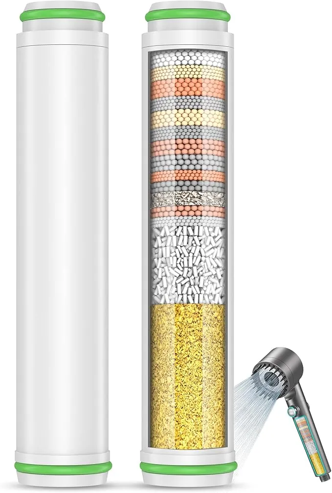 MEKO Pack de 2 filtros solo para ducha de mano con ASIN [B0CGHXYM1Y], [B0D3V9W5P5] de MEKO, 15 capas de filtro de repuesto para agua dura, limpieza y eliminación de cloro y sustancias nocivas