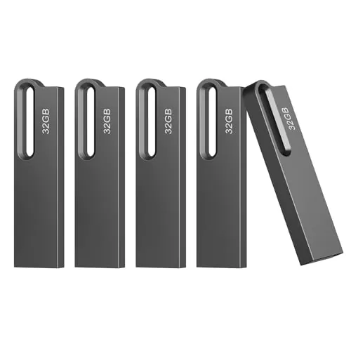 JOIOT Memoria USB 32GB Pendrive USB 3.0 Flash Drive Metal 32 GB Pen Drives Impermeable para PC Computador, 5 Unidades 32GB de Color Negro y Plata