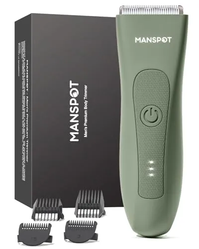 MANSPOT Afeitadora Corporal Masculina, Depiladora Corporal Hombre Electrica con Cuchilla de Cerámica Desmontable y Protección IPX7, Rasuradora Hombre Recargable USB para Cuerpo, Zona Intima, Genitales