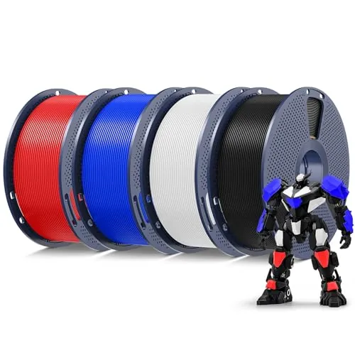 SUNLU 4KG Filamento PETG 1.75mm, Negro+Blanco+Rojo+Azul