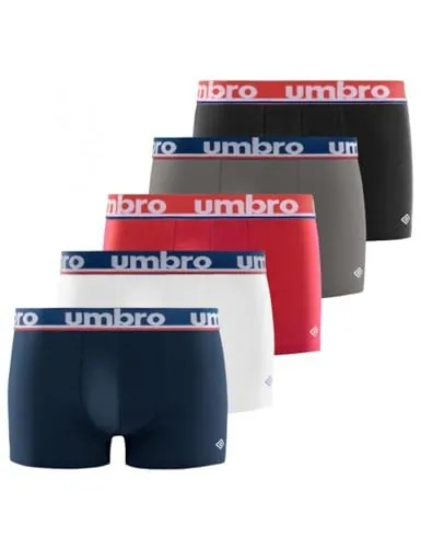 Umbro Calzoncillos Hombre Boxer 100% Algodón, Pack de 5, Negro CLA5 (L)