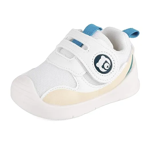 MK MATT KEELY Zapatos Bebé Primeros Pasos Zapatillas Niño Niña Cuero PU Calzado Suela Suave Antideslizante,Blanco,EU23(CN20)