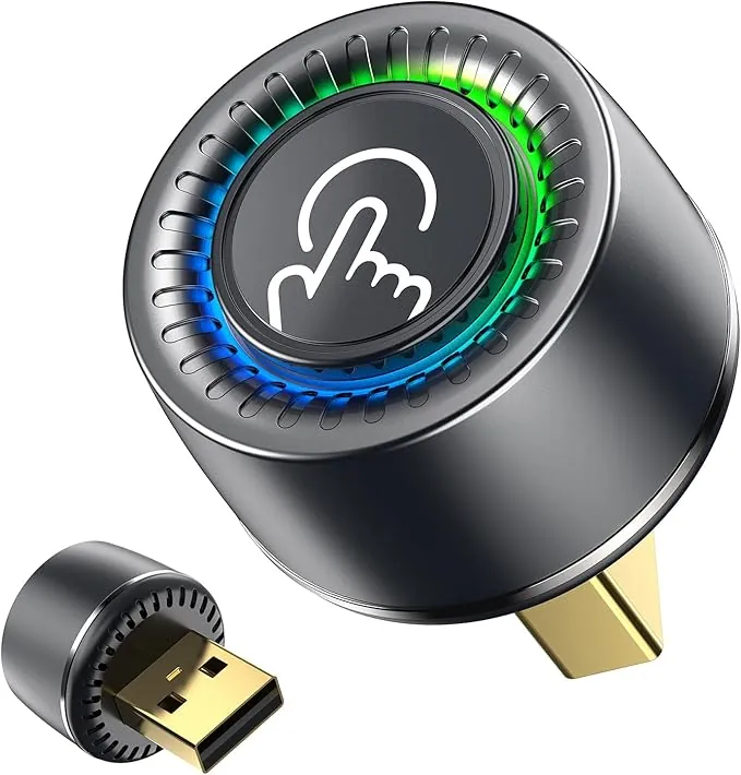 Adaptador CarPlay Inalámbrico - Cambio entre 2 Móviles con Botón, Android Auto Inalámbrico, Ultra Mini, Conexión Estable sin Sobrecalentamiento, Compatible con iPhone (iOS 10+) y Android 10+, USB-A/C