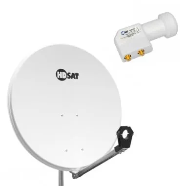 Pack Antena parabólica acero 80 cm + LNB Twin Universal 0,1dB Compatible Canal