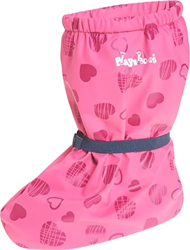 Playshoes Regenfüßlinge Neon, Cubrecalzado Impermeable, Unisex niños, Rosa (Corazones 18), S