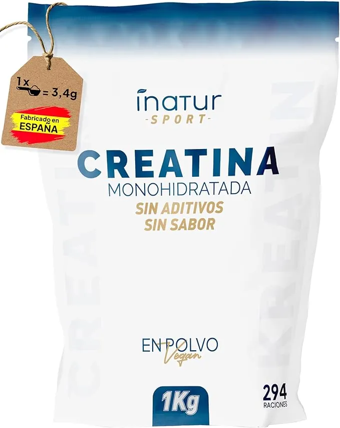 Creatina Monohidratada en polvo 1kg / 294 dosis - 100% Creatina Monohidrato Micronizada - Pura - Sin aditivos - Sin Sabor - Vegana - SIN GLUTEN - Incluye dosificador - Alta solubilidad