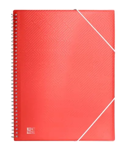 Oxford, Carpeta de Fundas Plástico A4, 30 Fundas Transparentes, Color Rojo, 400167288